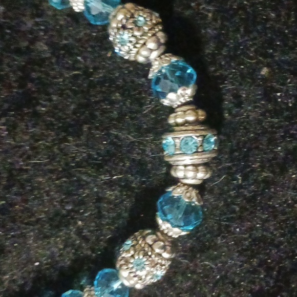Silver and Blue Crystal Necklace - Picture 2 of 4